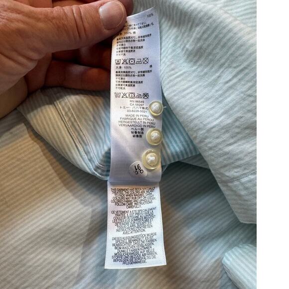 Tommy Bahama Long Sleeve button up; Fading blue pin stripes size XL, PIMA Cotton - Picture 10 of 12